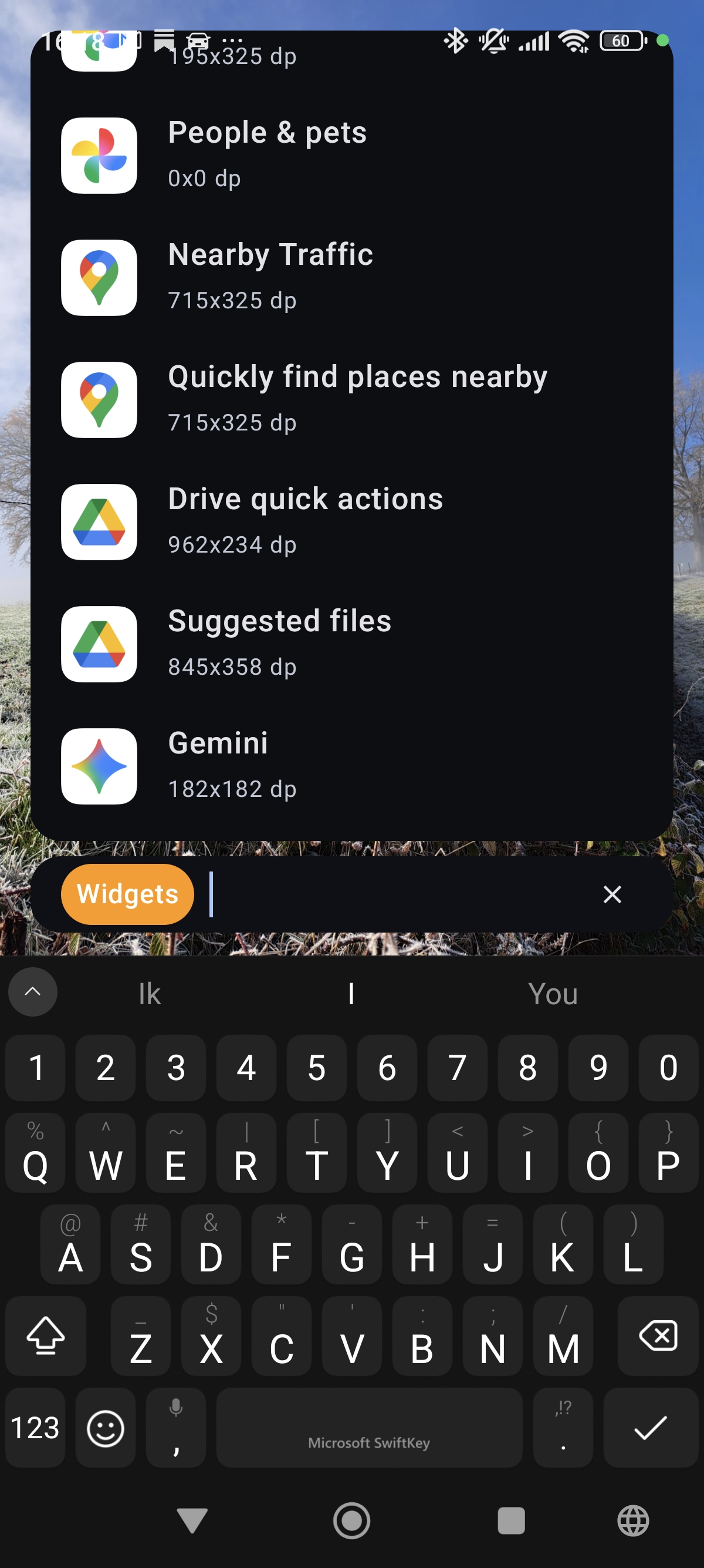 Add and browse widgets from the SearchLauncher search bar